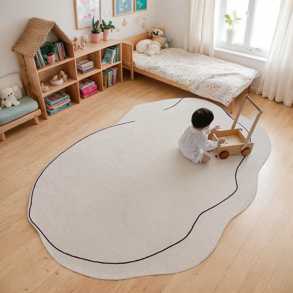 Irregular Cream Minimal Rug