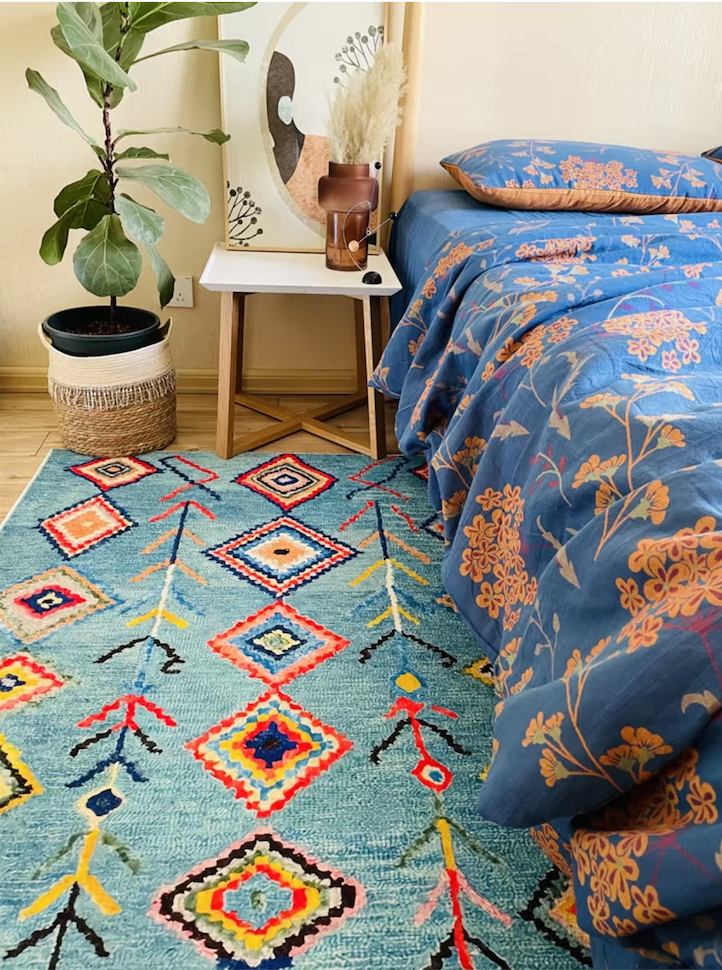 Nordic Geometric Blue Rug