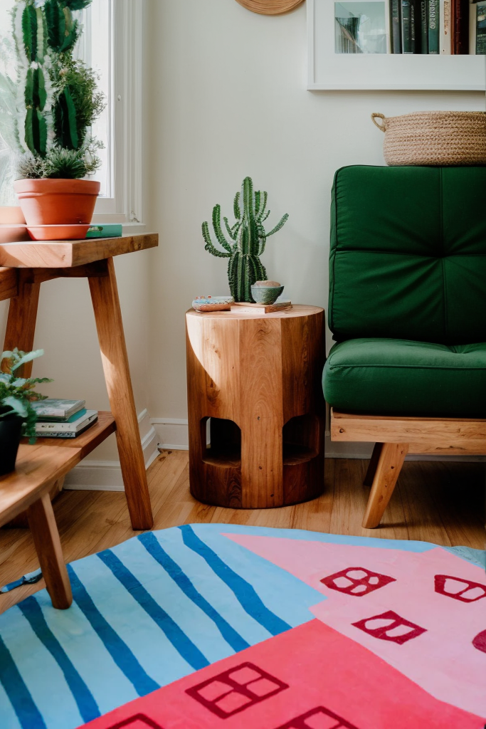 Irregular Shaped Pink Tiny House Runner Rug
