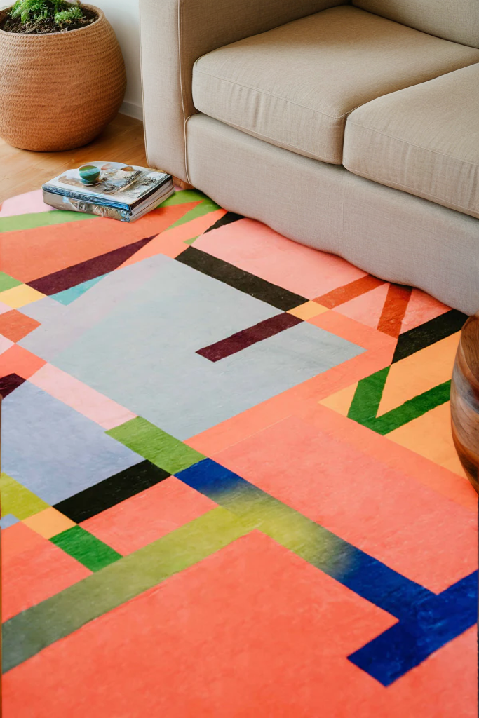 Multicolored Block Abstract Area Rug