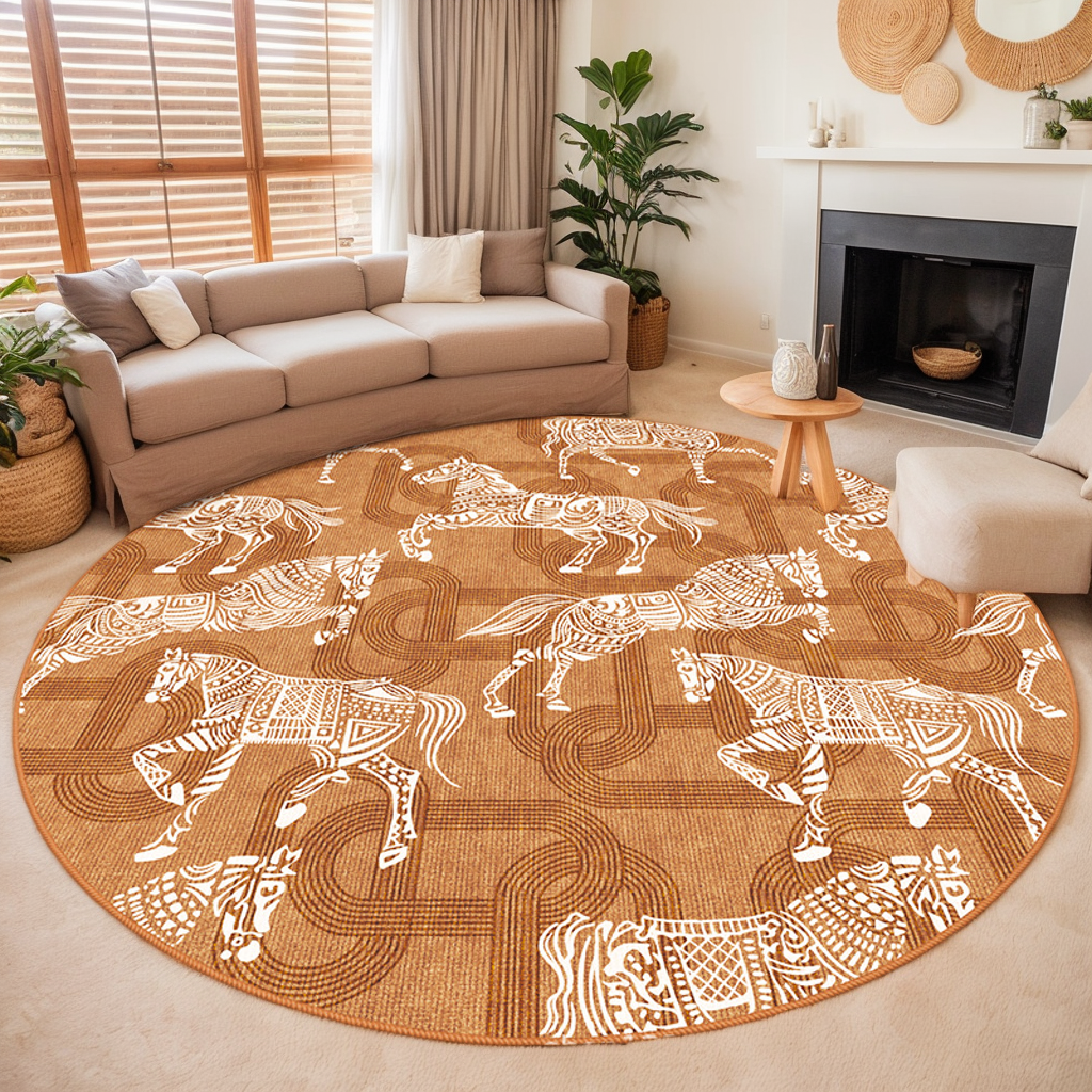 Boho Horse Round Rug