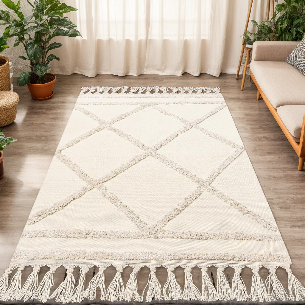 Boho Tassel Cotton Rug