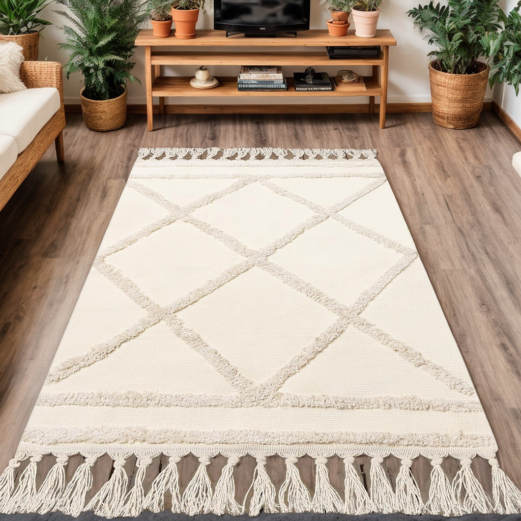 Boho Tassel Cotton Rug