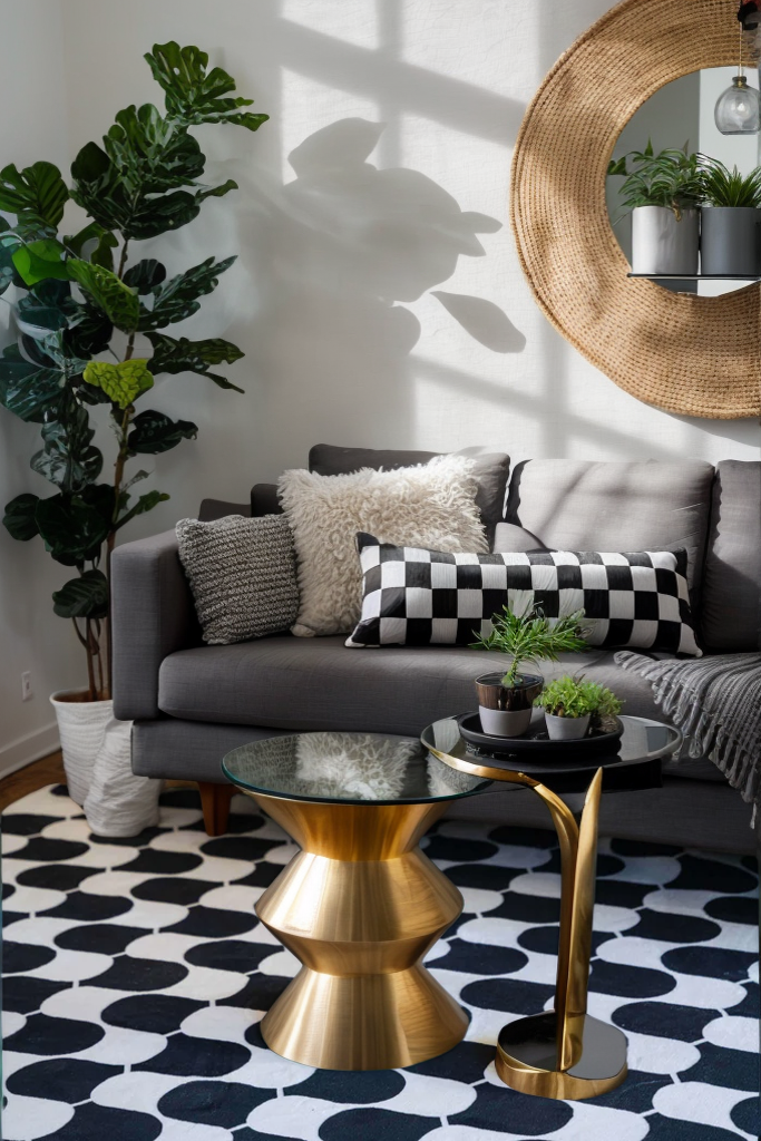 Black and White Wavy Rug