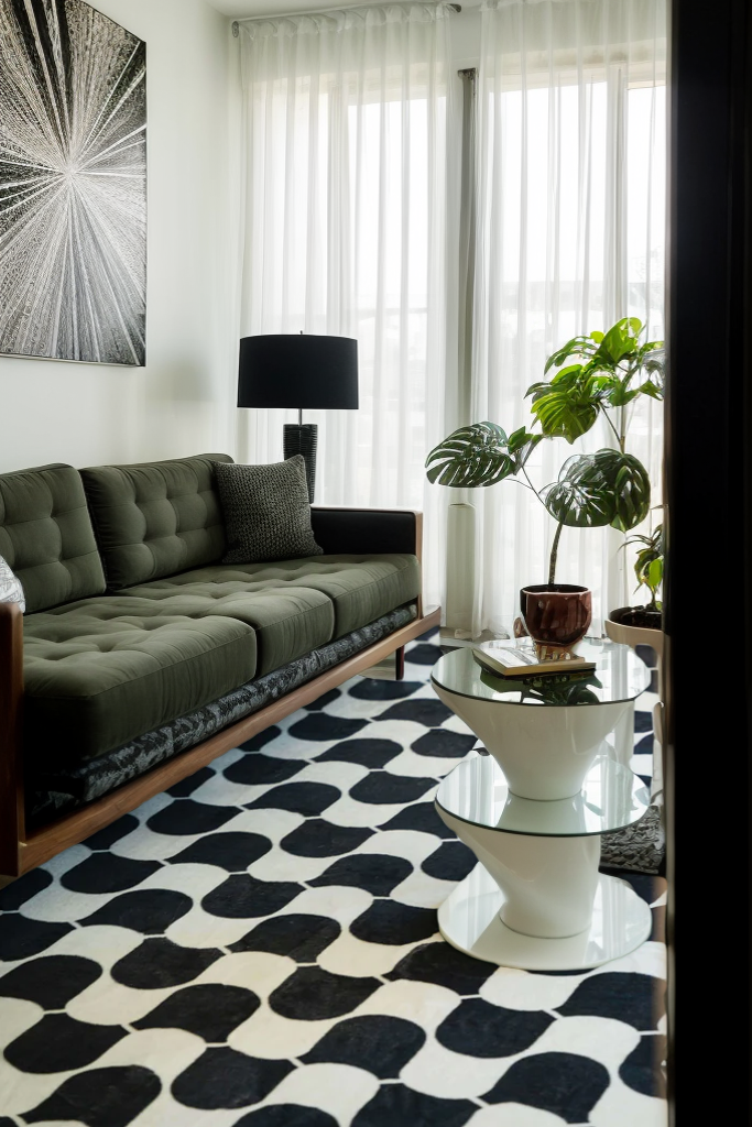 Black and White Wavy Rug