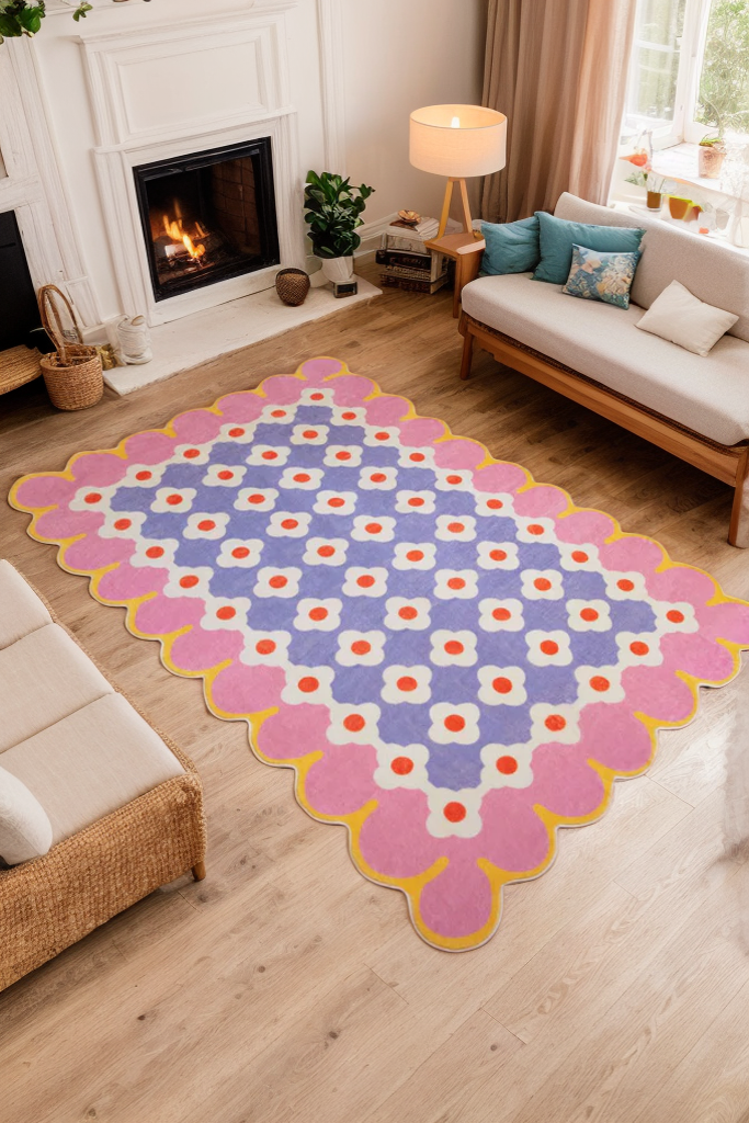 Pink and Purple Floral Area Rug