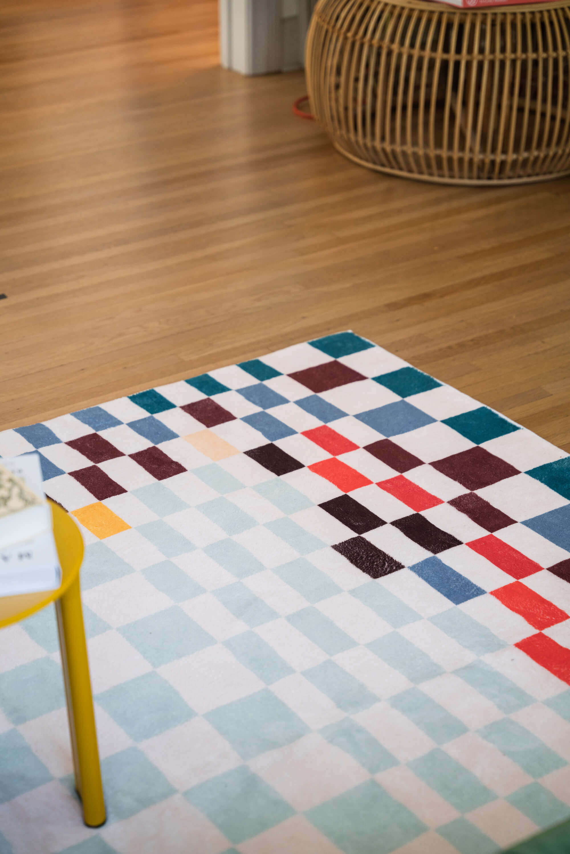 Pixel Multicolor Checkered Rug