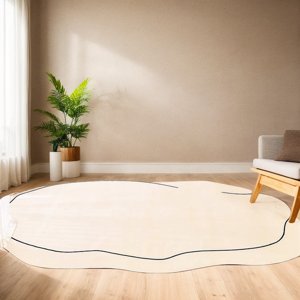 Irregular Cream Minimal Rug