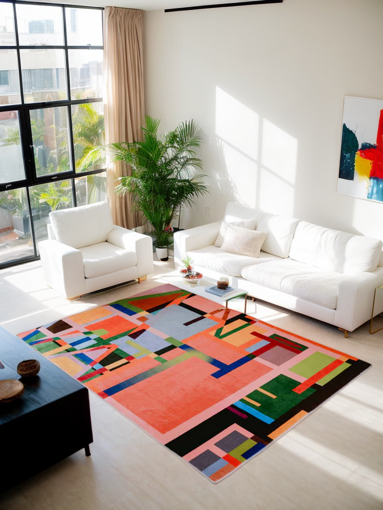 Multicolored Block Abstract Area Rug