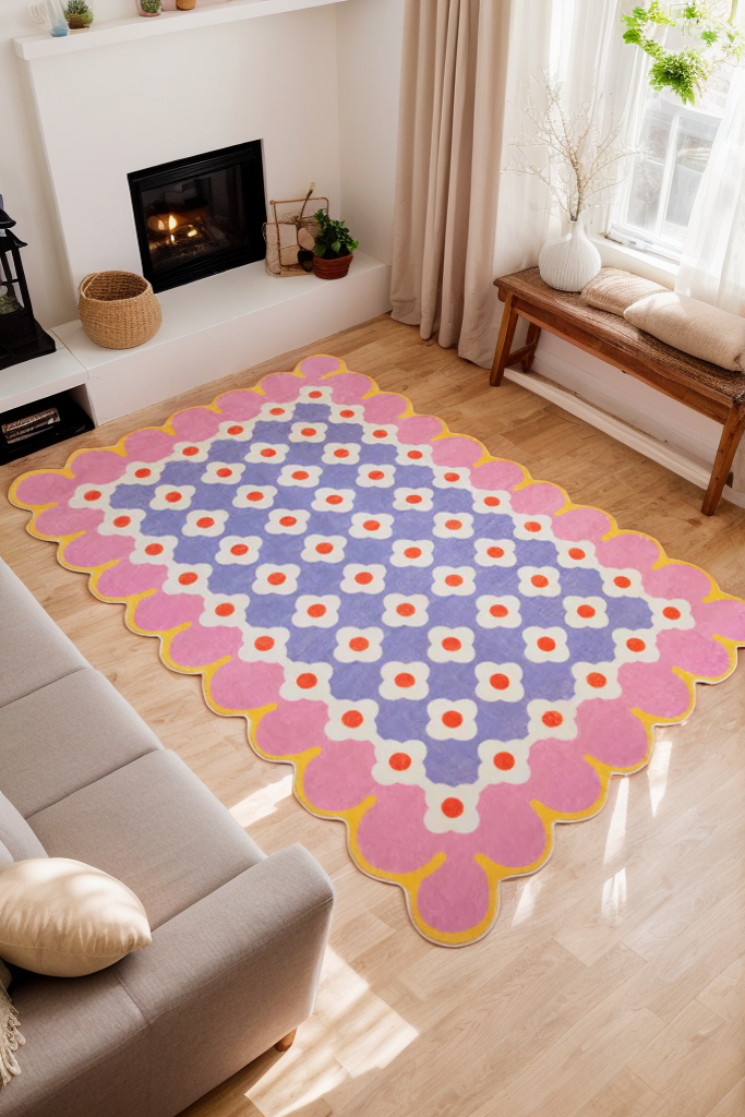 Pink and Purple Floral Area Rug